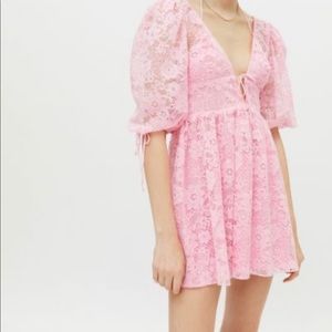 Pink lace for love and lemons mini dress